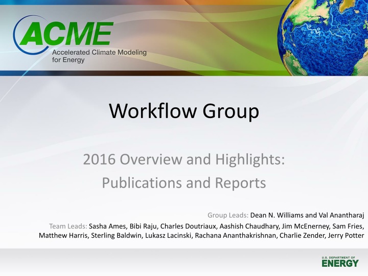 ACME Workflow Publications Overview 2016