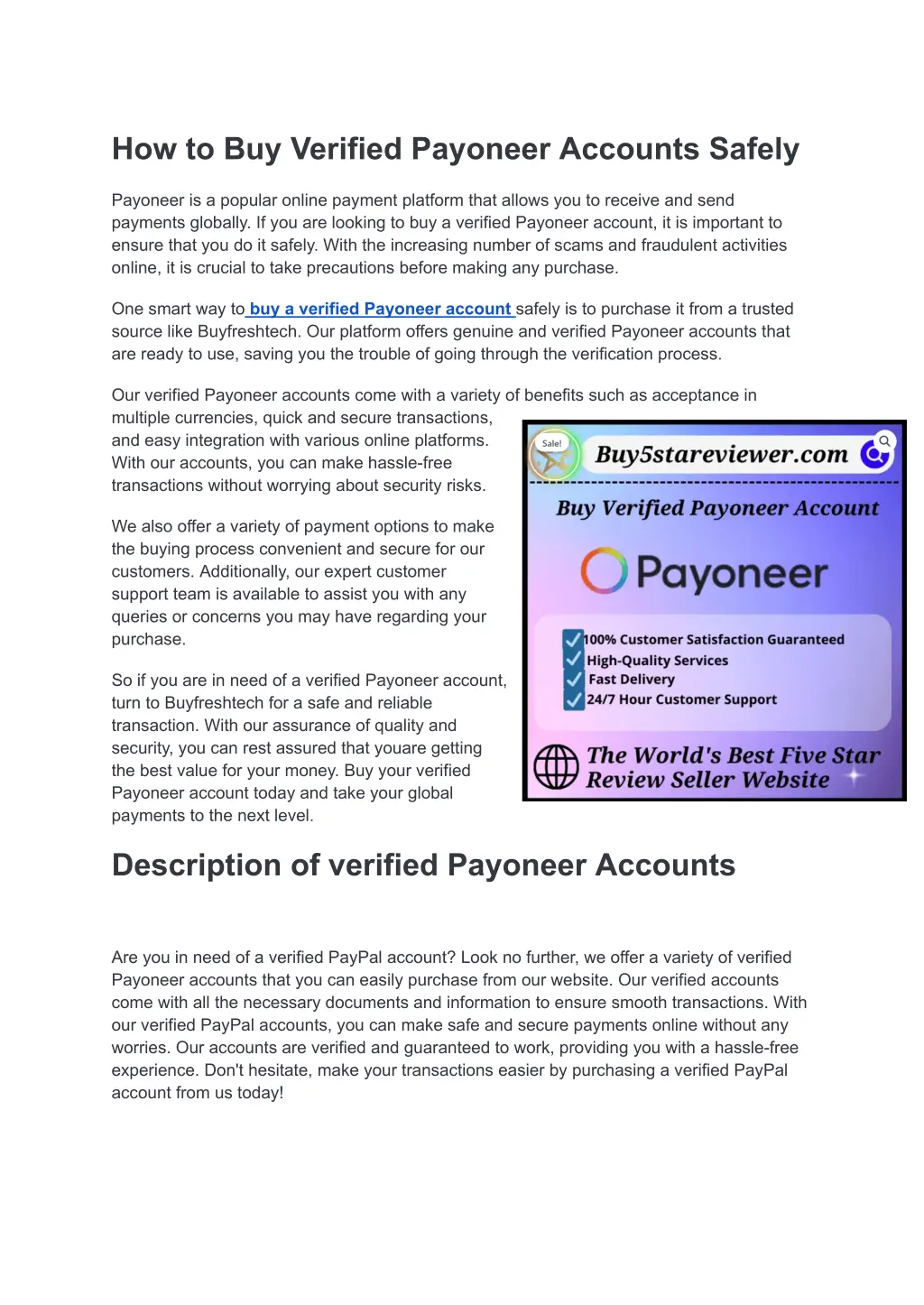 how to buy verified payoneer accounts safely n.