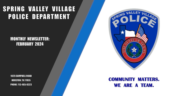 Spring Valley Village Police Department Monthly Newsletter - February 2024