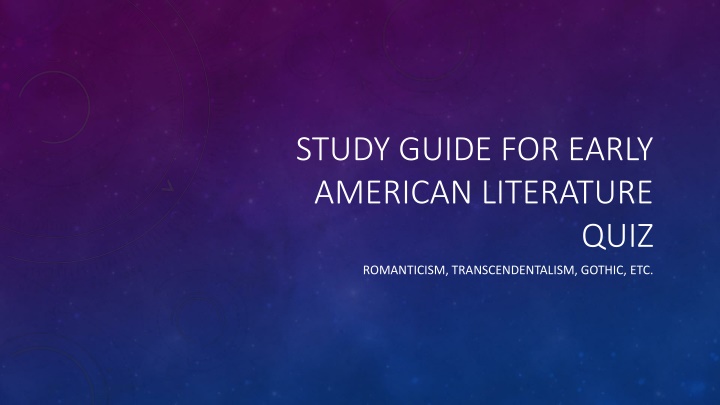 Romanticism and Transcendentalism in Early American Literature