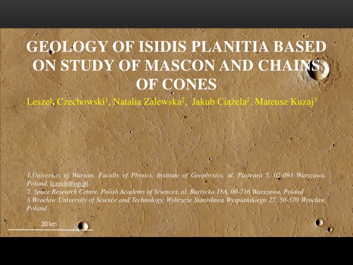 Geology of Isidis Planitia: Study of Mascon and Cones