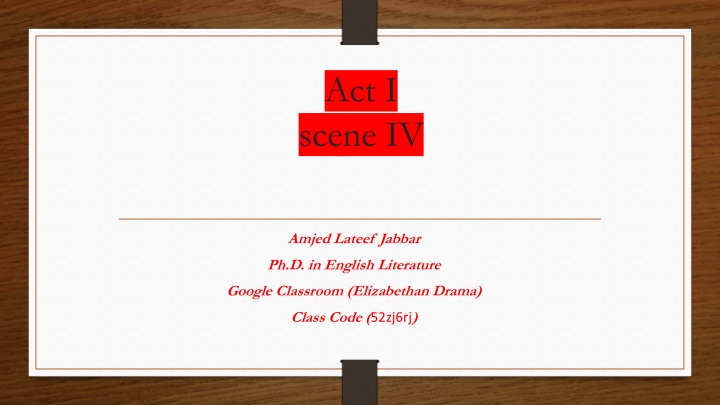 Analysis of Act I Scene IV in Hamlet: Themes and Symbolism