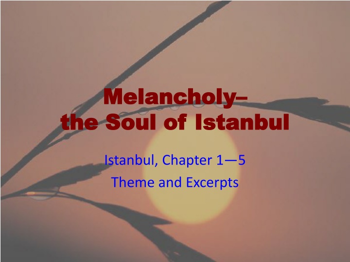 Melancholy: The Soul of Istanbul - Chapter 1.5 Theme and Excerpts