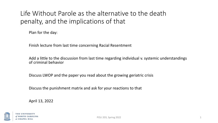 Life Without Parole as an Alternative to the Death Penalty