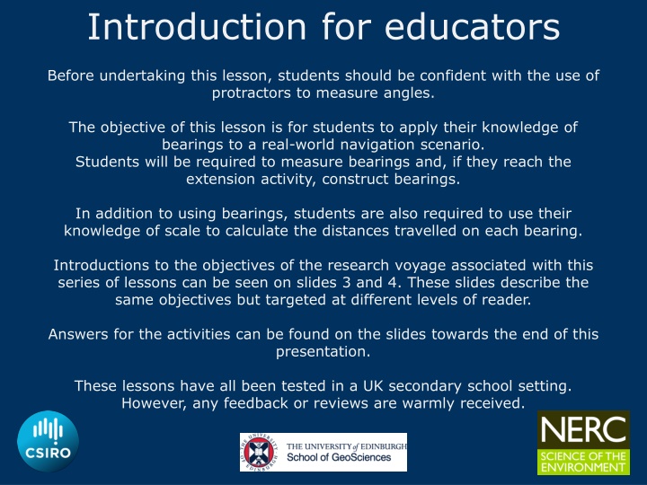 Educational Lesson on Bearings and Navigation for Students