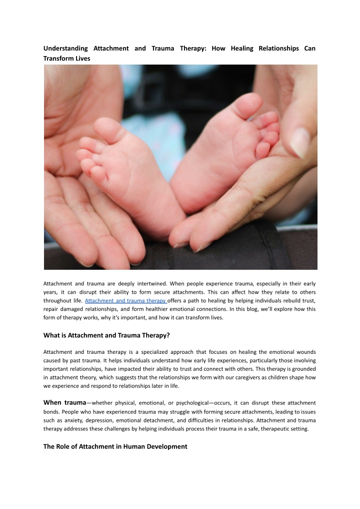 understanding attachment and trauma therapy n.w