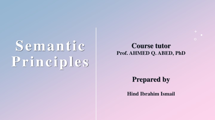 Language Principles: Semantic and Syntactic Analysis