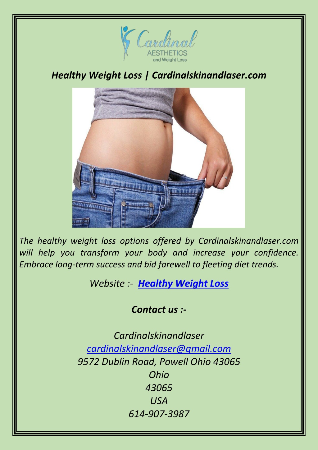 healthy weight loss cardinalskinandlaser com l.w