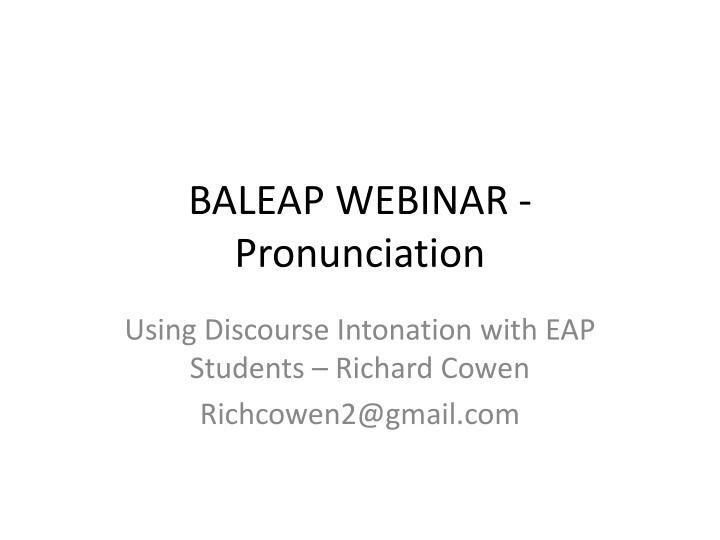 Discourse Intonation in English Language Teaching