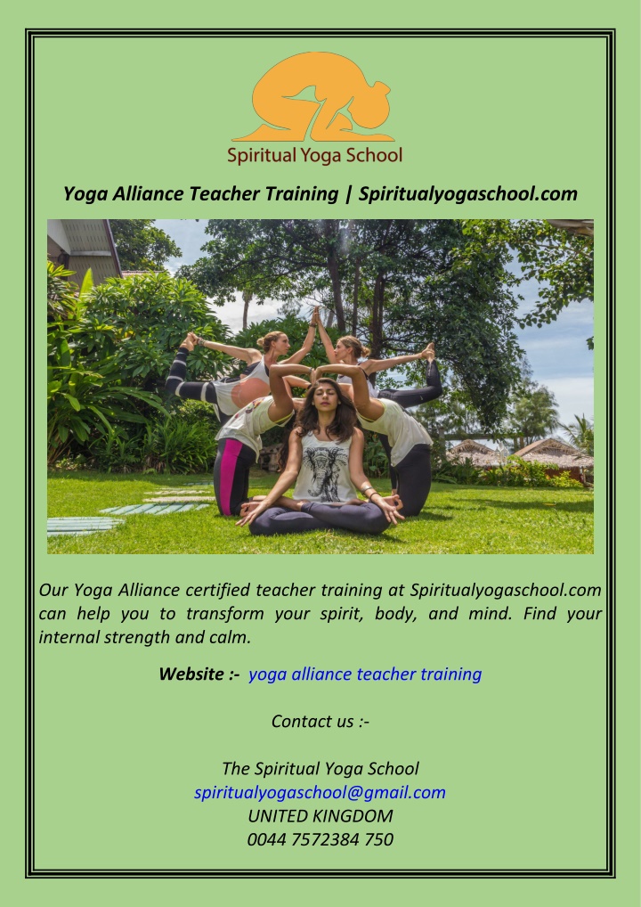 yoga alliance teacher training n.w