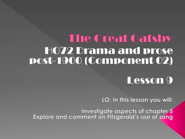 Investigating Fitzgerald's Use of Song and Imagery in Chapter 5 of 