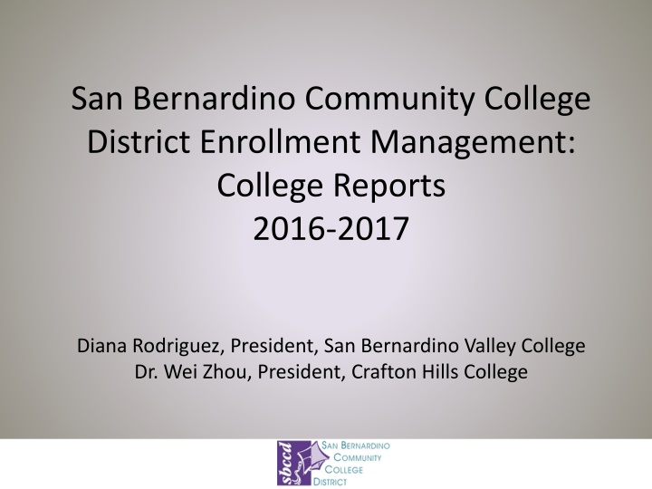 San Bernardino Community College District Enrollment Management Plan