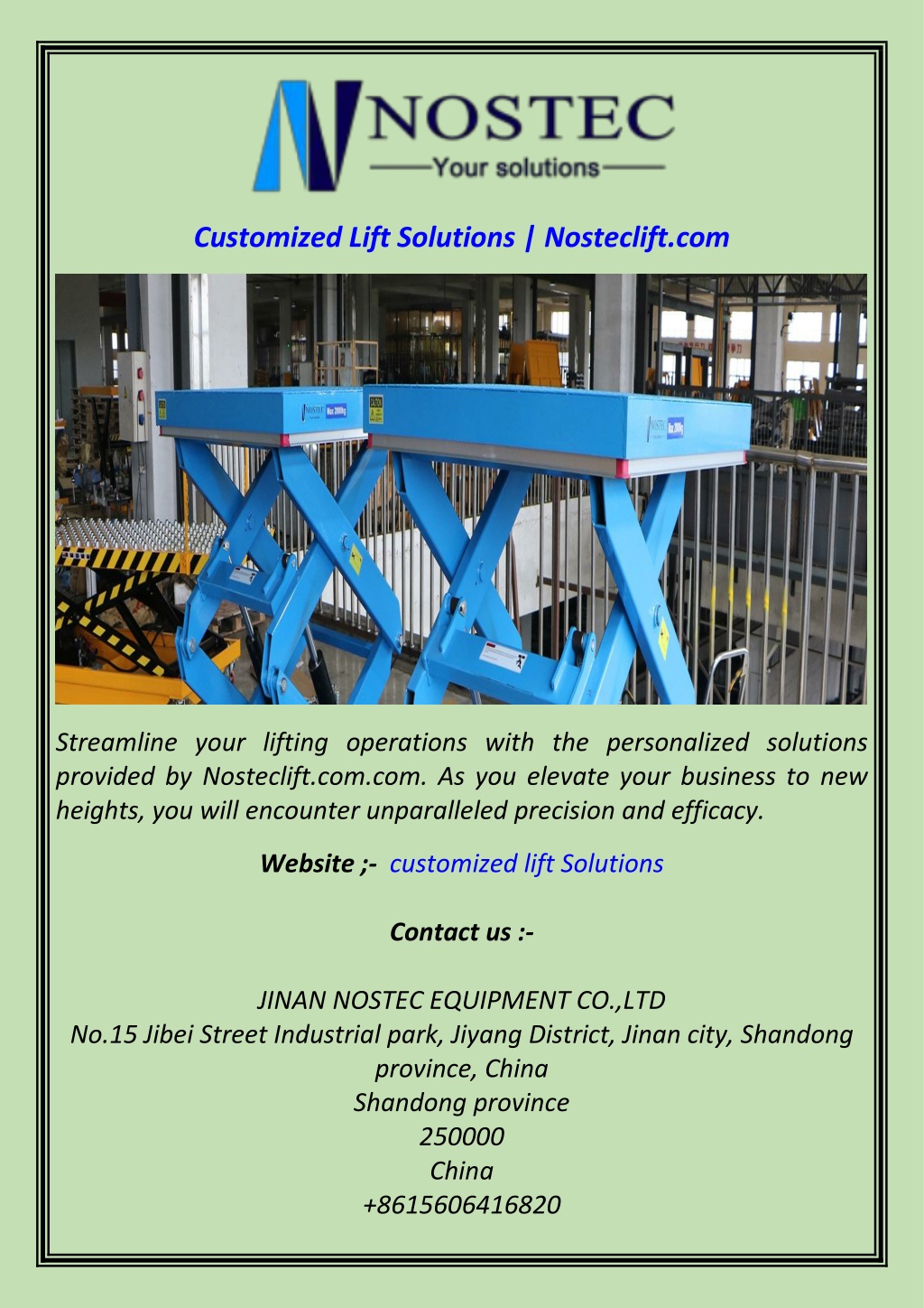 customized lift solutions nosteclift com l.w