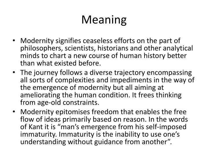 The Evolution of Modernity: A Discursive Exploration