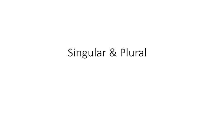 Singular and Plural Nouns