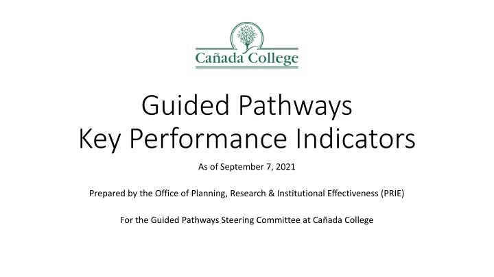 Guided Pathways Key Performance Indicators at Cañada College