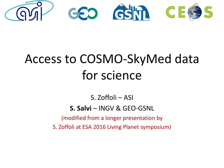 Access to COSMO-SkyMed Data for Science and Research Opportunities