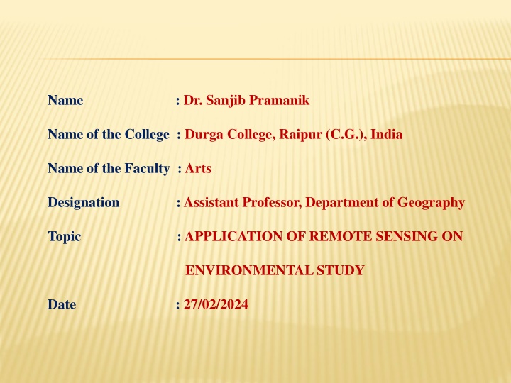 Applications of Remote Sensing in Environmental Studies