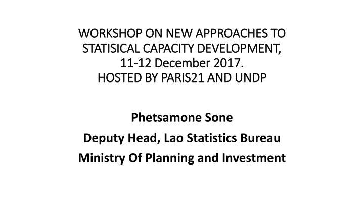 Workshop on New Approaches to Statistical Capacity Development in Lao PDR