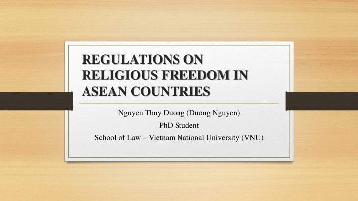 Regulations on Religious Freedom in ASEAN Countries
