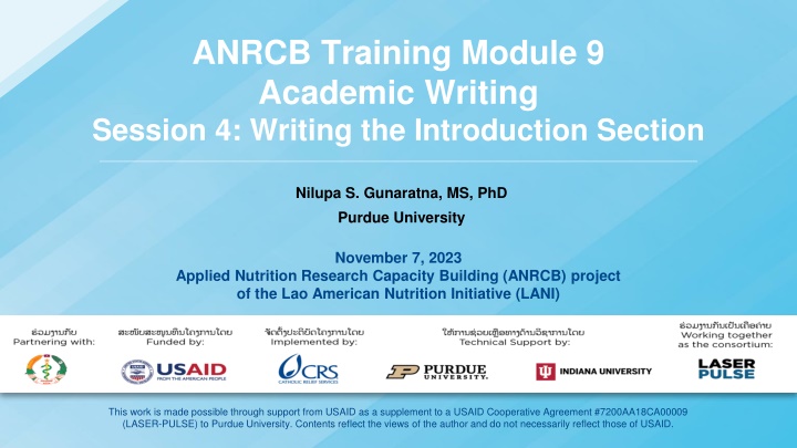 The Purpose of Academic Writing Introductions