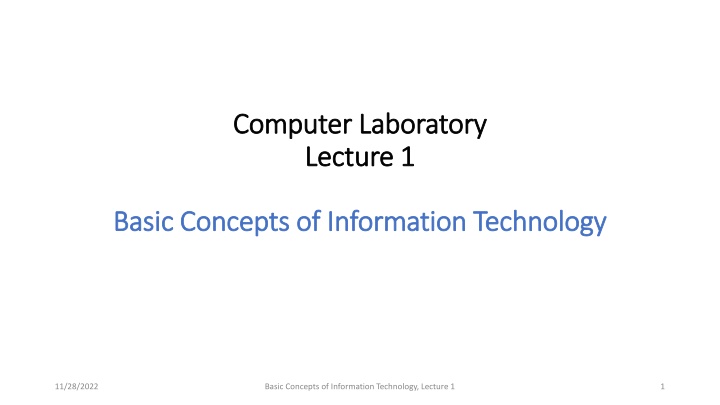 Basic Concepts of Information Technology