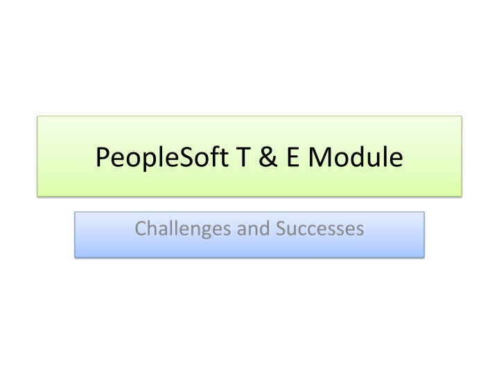 Addressing PeopleSoft T&E Module Challenges and Successes