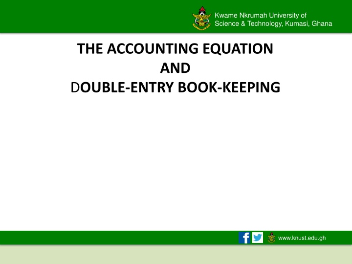 Book-keeping and Accounting Equations at Kwame Nkrumah University