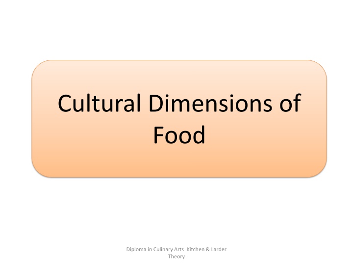 The Cultural Dimensions of Food and Religious Influences in Culinary Arts