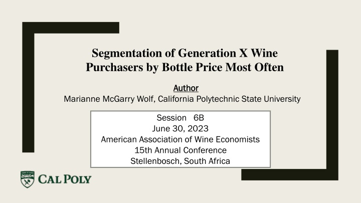 Generation X Wine Purchasers' Segmentation