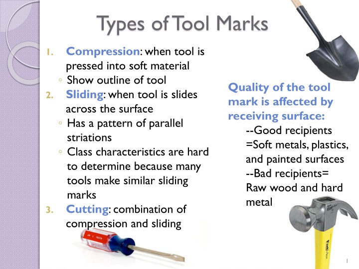 Tool Marks: Examination, Processing, and Analysis