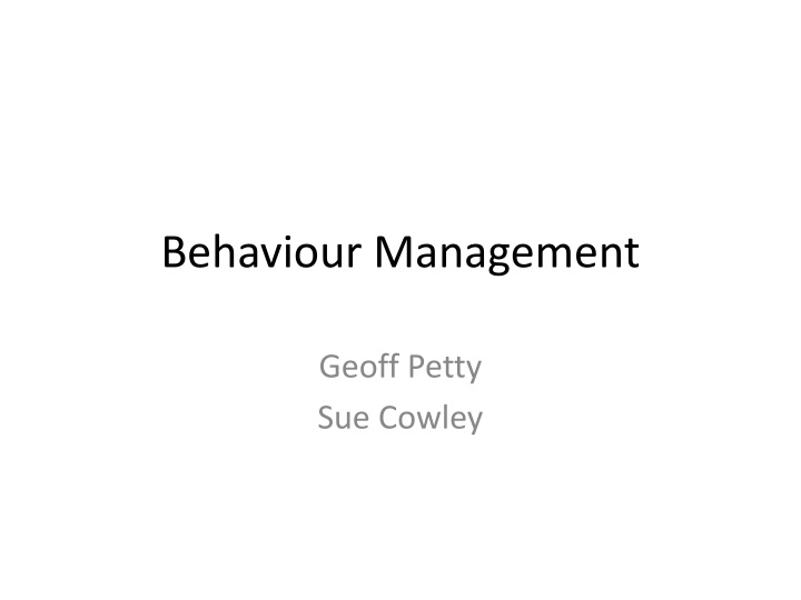 Effective Strategies for Behaviour Management in the Classroom
