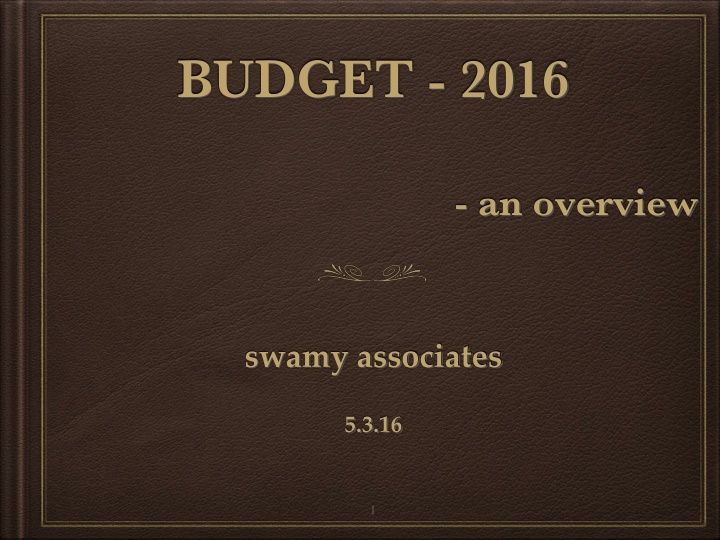 Overview of Budget Changes 2016