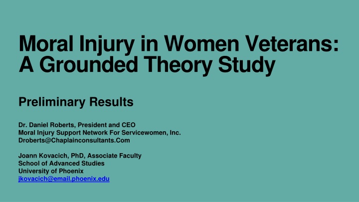 Insights on Moral Injury Among Women Veterans: Preliminary Study Findings