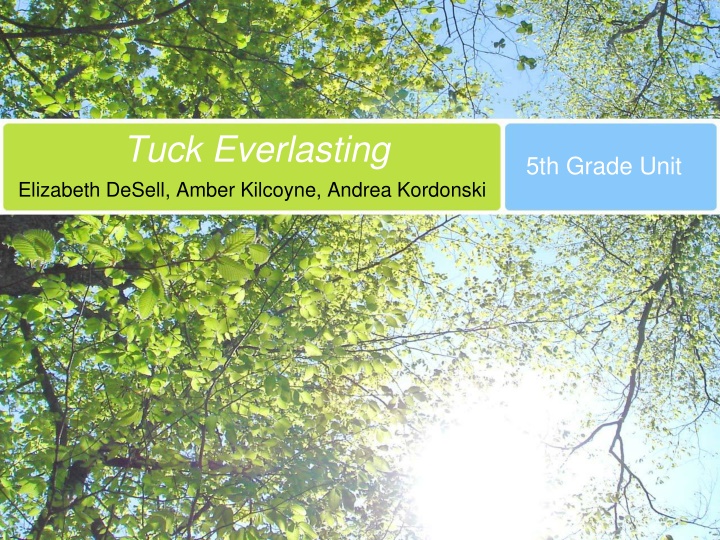 Engaging 5th Graders with 'Tuck Everlasting' Novel Unit