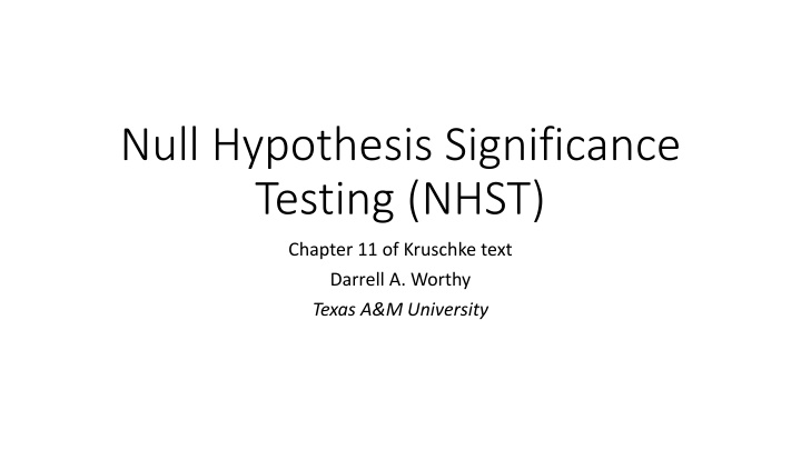 Null Hypothesis Significance Testing (NHST) in Statistics