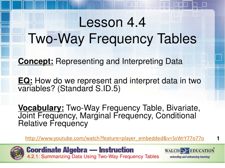 Two-Way Frequency Tables in Data Analysis