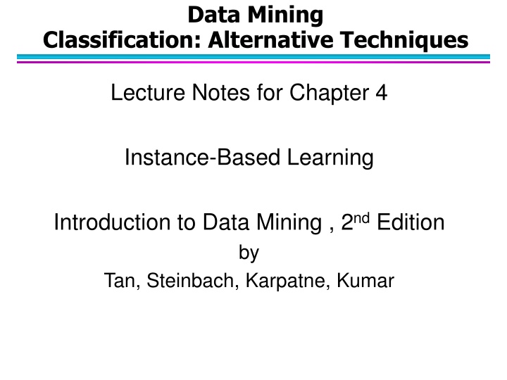Introduction to Instance-Based Learning in Data Mining