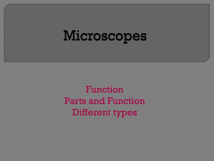Microscope Functionality and Different Types