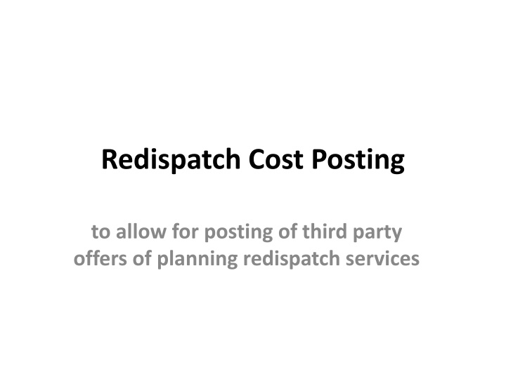 Redispatch Cost Posting for Third-Party Planning Offers