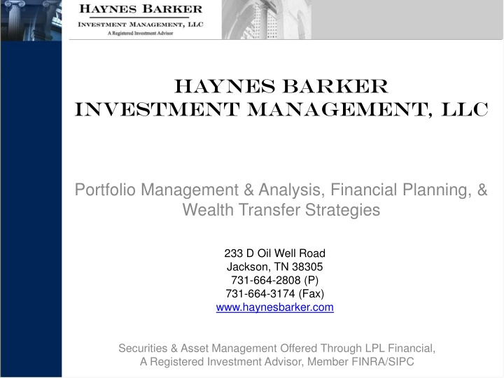 Haynes Barker Investment Management, LLC - Financial Services Overview