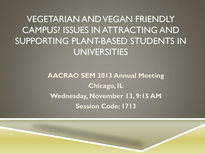Addressing Vegetarian and Vegan Student Needs in Universities