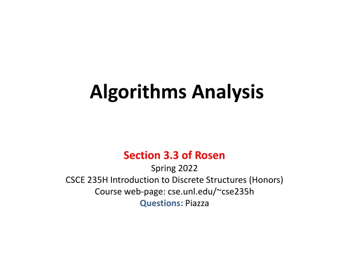 Algorithm Analysis: Key Concepts and Methods