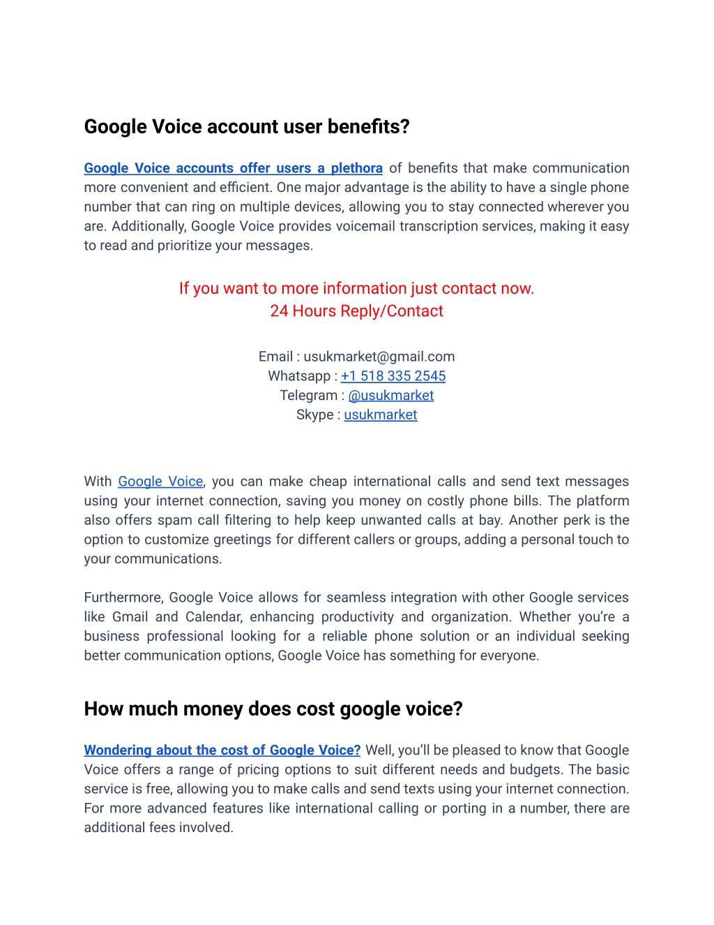 google voice account user benefits l.w