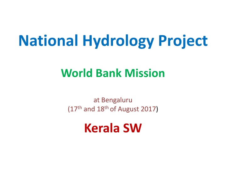 National Hydrology Project Overview and Progress Report