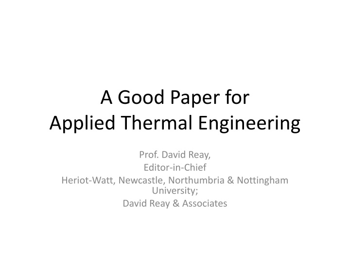 Insights into the Editorial Process of Applied Thermal Engineering Journal