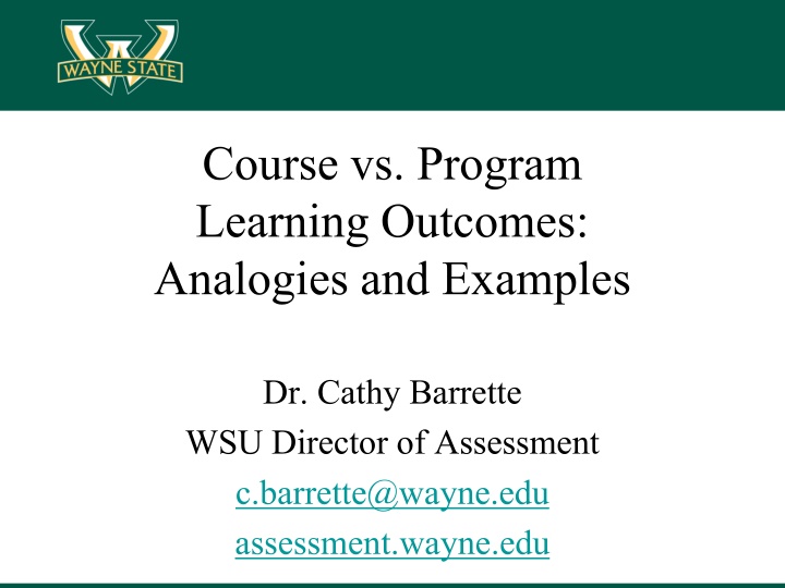 Learning Outcomes: Analogies and Examples