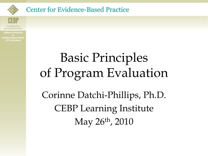 The Basic Principles of Program Evaluation