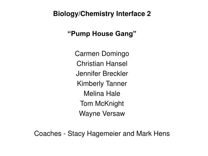 Cellular Membrane Transport in Biology/Chemistry Interface 2