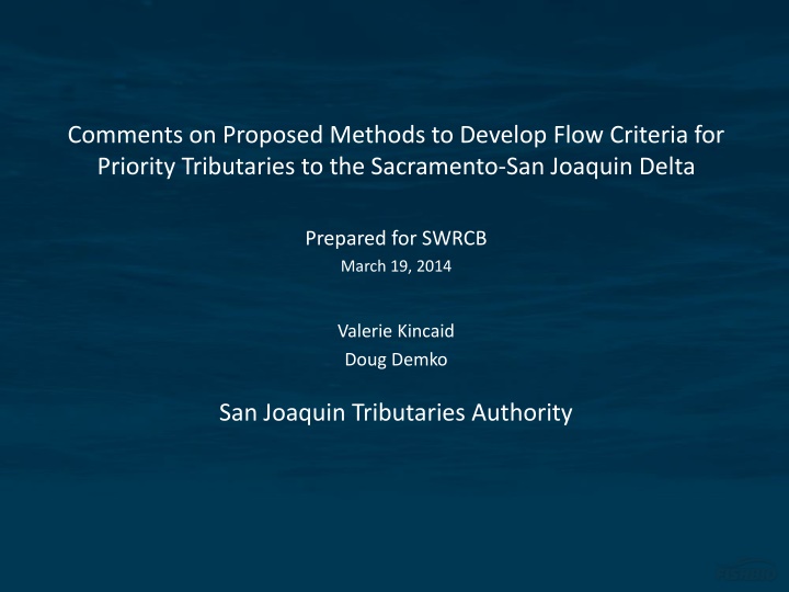 Evaluation of Flow Criteria Development for Sacramento-San Joaquin Delta Tributaries